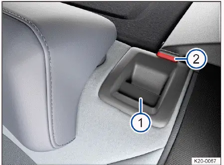 Volkswagen ID.4 - Fig. 1 In the rear seat backrest: release button.