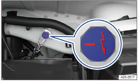 Volkswagen ID.4 - Fig. 1 In the hood space: Negative terminal jump-start