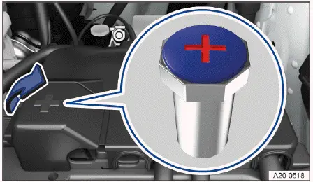 Volkswagen ID.4 - Fig. 1 Under a cover in the hood space: Positive jump-start
