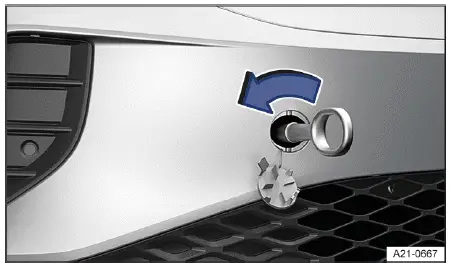 Volkswagen ID.4 - Fig. 2 In the right front bumper: Screw in towing eye.