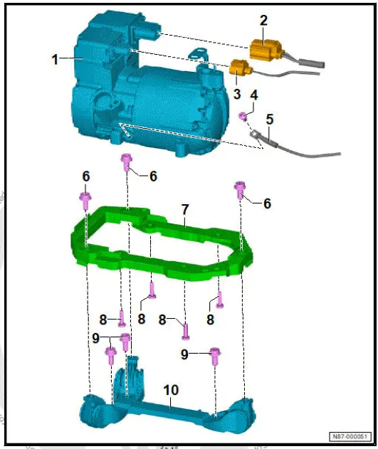 Volkswagen ID.4. Assembly overview - air conditioner compressor