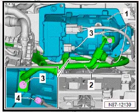 Volkswagen ID.4. Detaching and attaching refrigerant lines at air conditioner compressor
