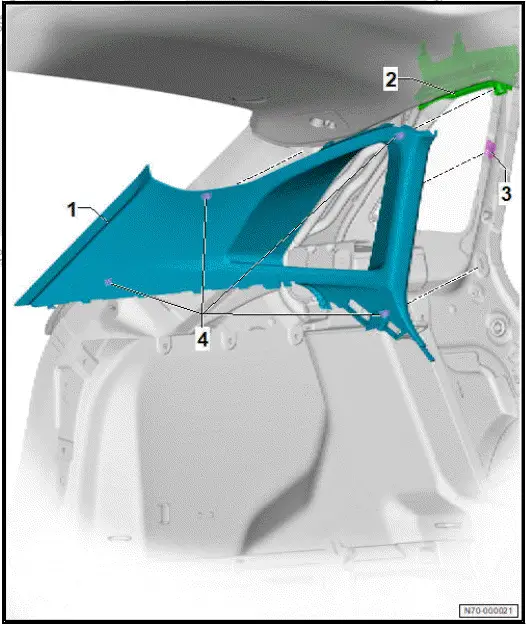 Volkswagen ID.4. Assembly overview - C-pillar trim