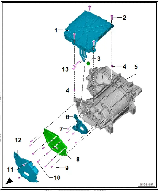 Volkswagen ID.4. Assembly overview - electric drive motor, rear