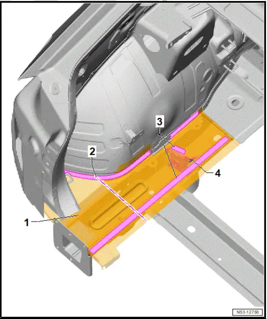 Volkswagen ID.4. Assembly overview - longitudinal member cover plate