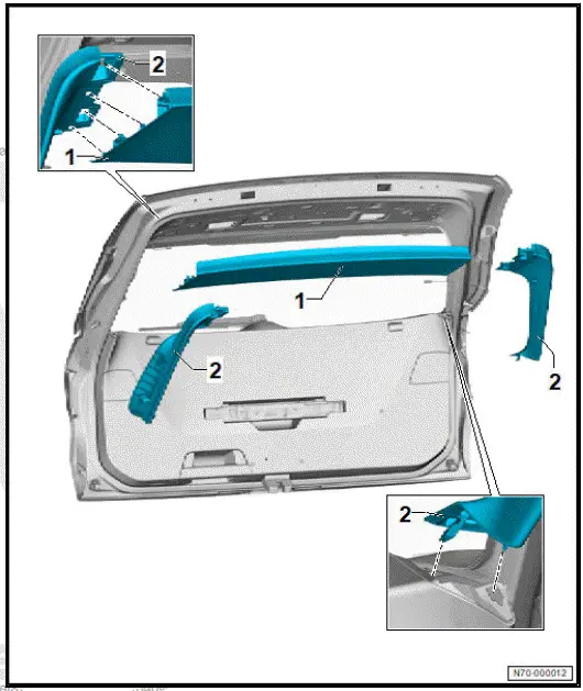 Volkswagen ID.4. Assembly overview upper rear lid trim