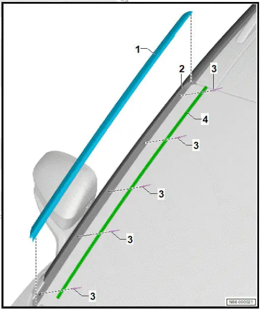 Volkswagen ID.4. Assembly overview - water deflector strip