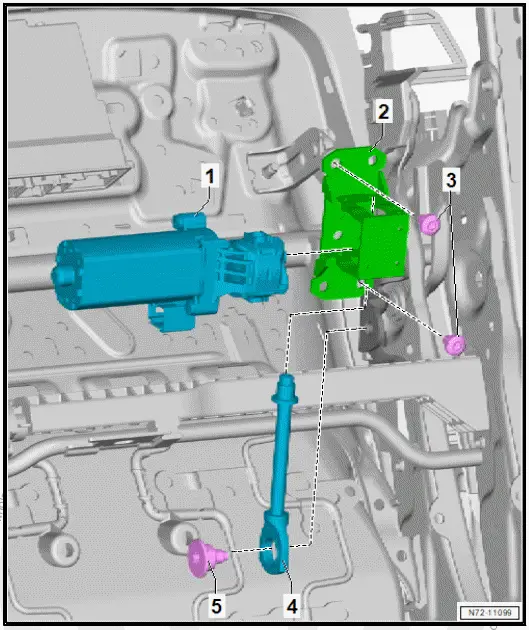 Volkswagen ID.4. Assembly overview seat rake adjustment