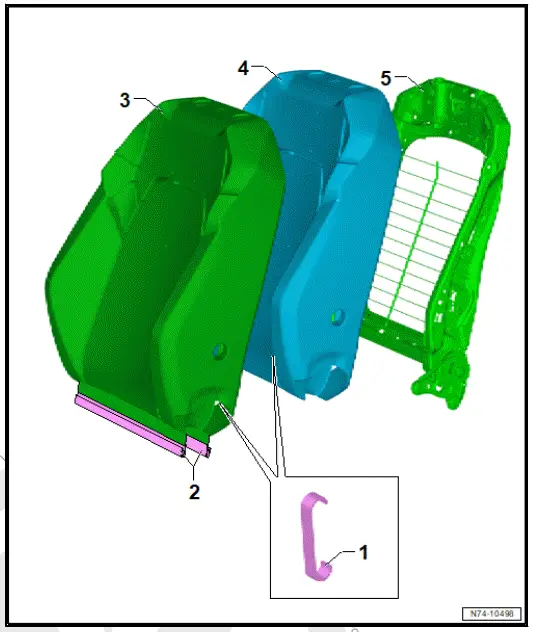 Volkswagen ID.4. Assembly overview backrest cover and padding