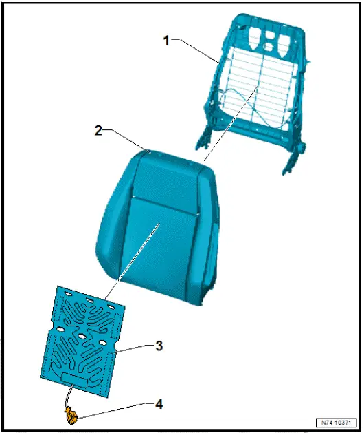 Volkswagen ID.4. Assembly overview backrest heating element