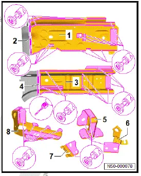 Volkswagen ID.4. Renewing front right longitudinal member, part section (second separating cut)