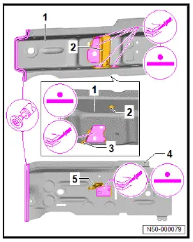 Volkswagen ID.4. Renewing front right longitudinal member, part section (second separating cut)