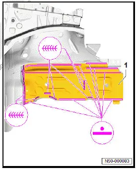 Volkswagen ID.4. Renewing front right longitudinal member, part section (second separating cut)