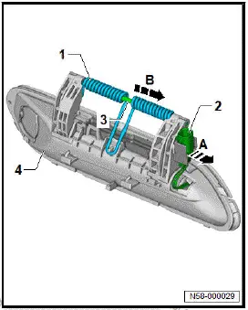 Volkswagen ID.4. Dismantling and assembling rear exterior door handle [EX8]/[EX9]
