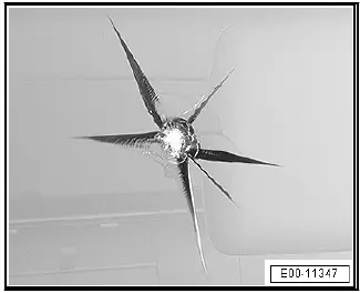 Volkswagen ID.4. Star-shaped fracture (stone chip)