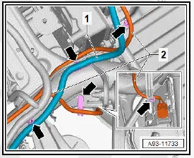 Volkswagen ID.4. Removing and installing high-voltage wiring harness for voltage converter, high-voltage heater, air conditioner compressor