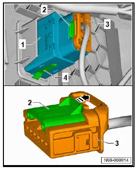 Volkswagen ID.4.  Removing and installing key-operated switch to deactivate airbag on front passenger side [E224]