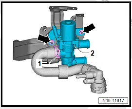 Volkswagen ID.4. Removing and installing mixing valve for high-voltage battery pre-heating, rear-wheel drive