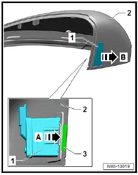 Volkswagen ID.4. Removing and installing lane change assist warning lamp in exterior mirror