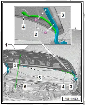 Volkswagen ID.4. Removing and installing bonnet