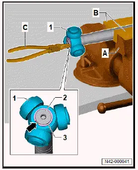 Volkswagen ID.4. Removing and installing inner triple roller joint, drive shaft removed