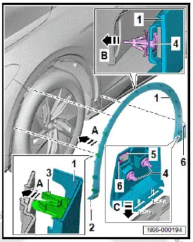 Volkswagen ID.4. Removing and installing front wheel arch cover