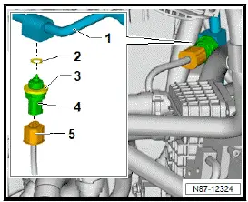Volkswagen ID.4. Removing and installing refrigerant line between air conditioner compressor and dryer