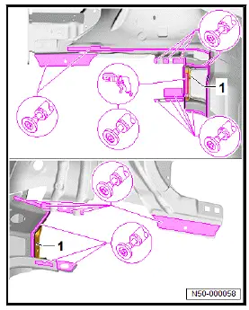 Volkswagen ID.4. Renewing front left longitudinal member, part section (2nd separating cut)