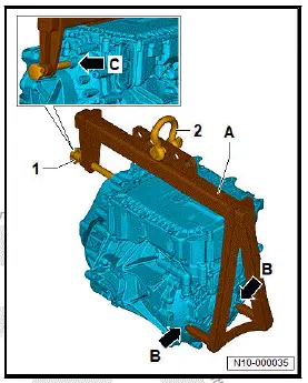 Volkswagen ID.4. Securing motor to engine and gearbox support, front motor